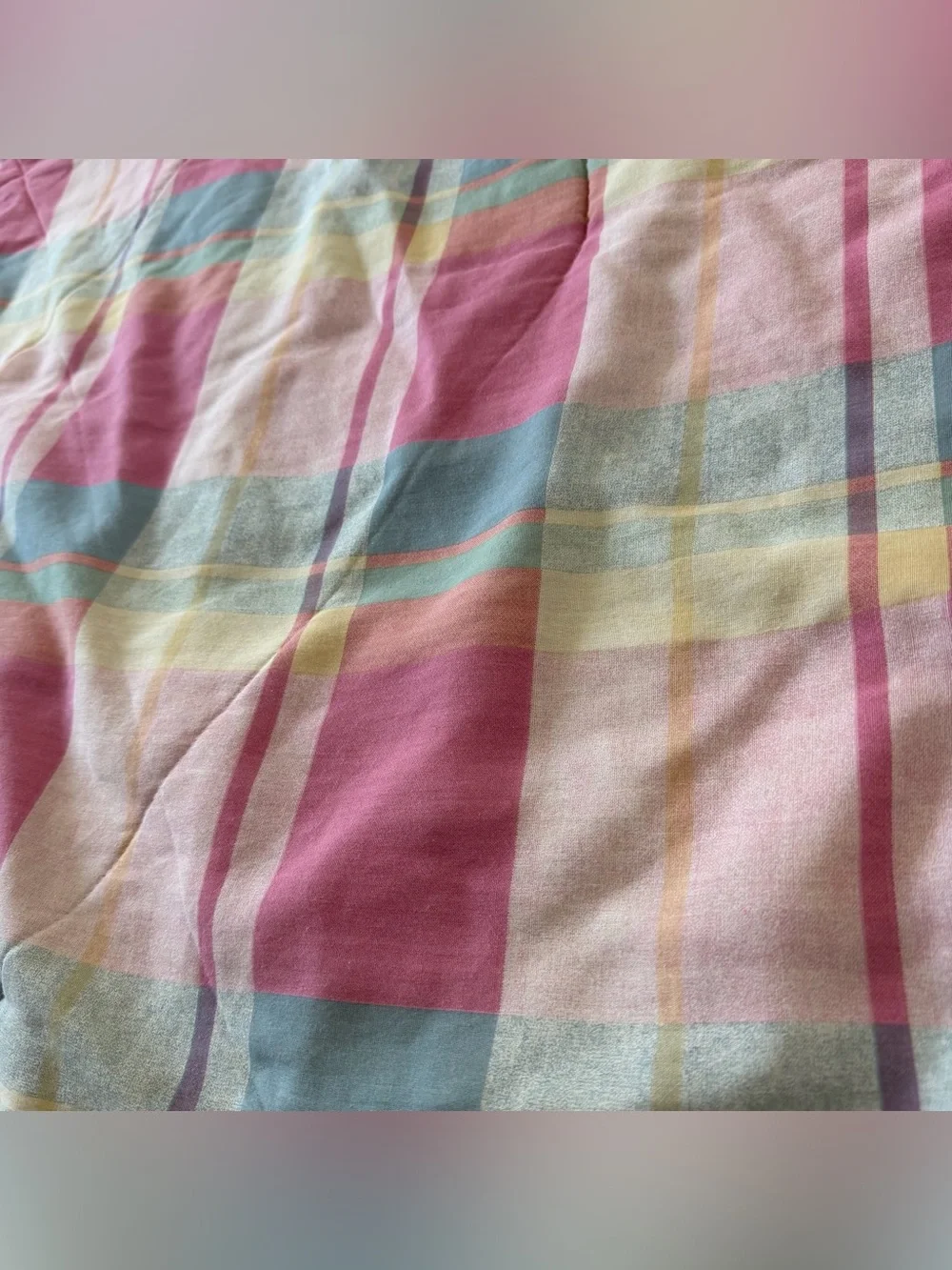 Vintage Y2K Pastel Plaid Quilted Blanket / Comforter Bedspread (84